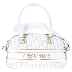 Dior Vibe Zip Bowling Bag - White with Gold Details NEW